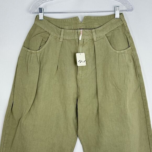 Free People Sweet Talk Cotton Wide Leg Chino Pants In Dried Aloe NWOT $128 Sz 27 - Picture 6 of 14